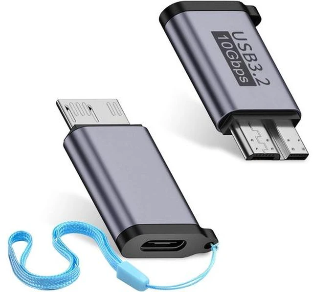 Main image of USB C to Micro B Adapter 10Gbps Micro B to USB C Adapter 3.2 USB Type C Female to Micro B Male Converter Adapter for Hard Drive Cable External Hard SSD Drive Tablet Phone Laptop 2 Pack