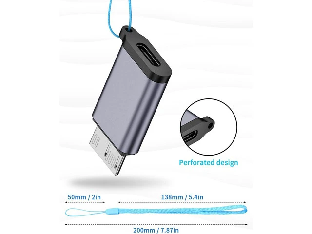 Alt view image 6 of 7 - USB C to Micro B Adapter 10Gbps Micro B to USB C Adapter 3.2 USB Type C Female to Micro B Male Converter Adapter for Hard Drive Cable External Hard SSD Drive Tablet Phone Laptop 2 Pack