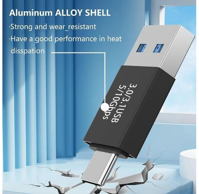 Alt view image 5 of 7 - USB C to USB 3.0 Adapter (4 Pack) Type C Male to USB 3.0 Male Converter Compatible with Mobile Phones Computers Notebook Computers Black