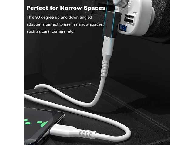 Alt view image 3 of 7 - 2 Pack Right Angle USB A to USB C Adapter 90 Degree Up and Down Angle USB 3.0 Male to Type C Female Connector for PC Laptop Tablet and Phones