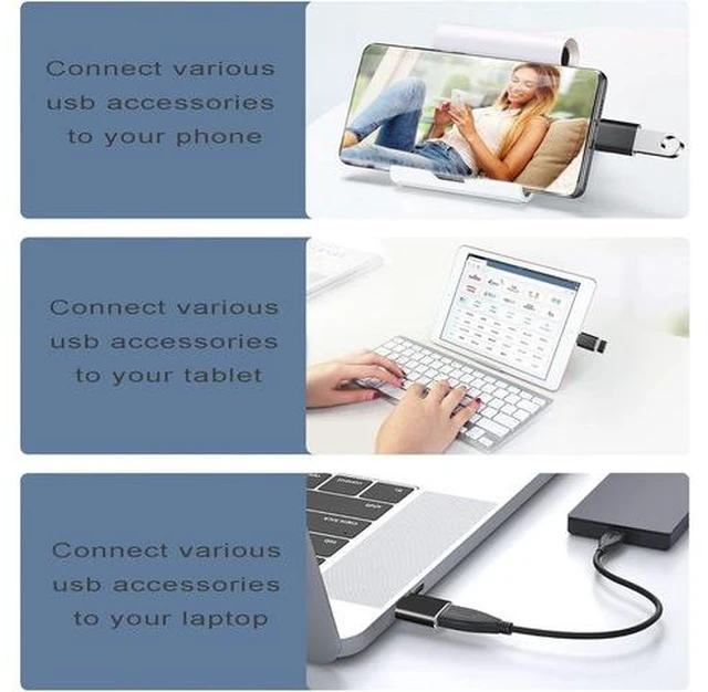 Alt view image 3 of 6 - USB C to USB 3.0 Adapter Cable 4 Pack USB Female to USB C Male Adapter Fast Charging for Charger USB-C to UAB A Converter for MacBook pro Laptop PC iMac iPad air and More Type c Device