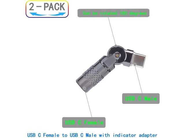 Alt view image 2 of 5 - USB C Female to USB C Male 180 Rotating Fast Charge Adapter 2PCS for Phone 15/15pro/15plus/15 pro max Laptop Tablet