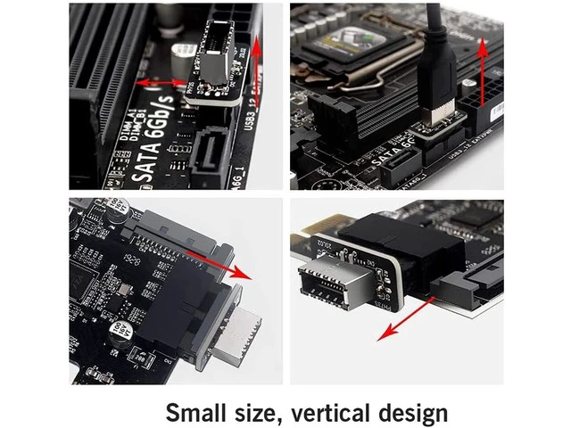 Alt view image 6 of 6 - USB Front Panel Adapter USB 3.0 Front 19PIN to 3.1 Type C Front Panel Header Type E Adapter 20 to 19 Pin Expansion Card