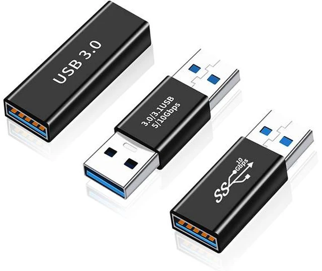 Main image of 3 Pack USB 3.0 Adapter USB-A Male to Female Male to Male and Female to Female Extension Coupler Converter Extender Connector