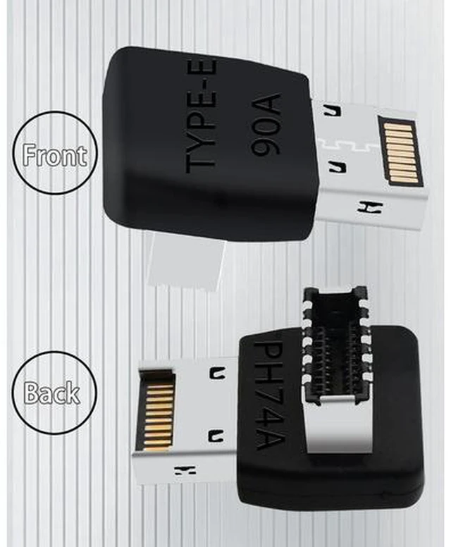 Alt view image 2 of 6 - USB C Motherboard AdapterUSB 3.2 Type E 90 Degree Front Panel Internal Connector Header Converter for Motherboard Black C