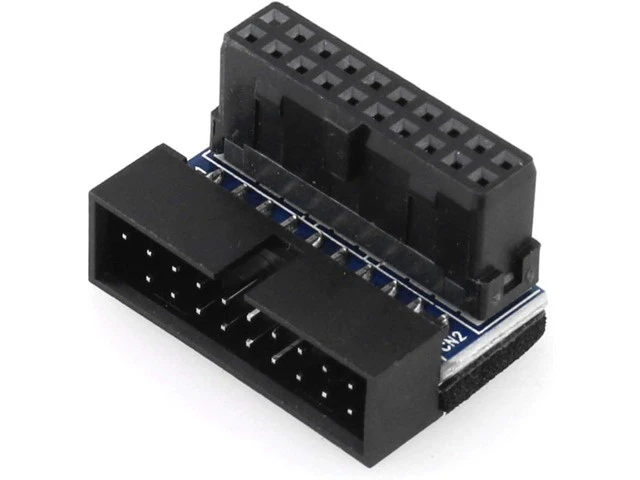 Alt view image 2 of 5 - USB 3.0 90 Degree Adapter Black USB 3.0 19Pin/20Pin Male to Female L Turn Right Angle Power Adapter Motherboard Down Angled
