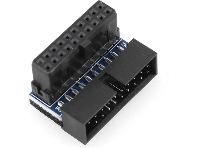 Alt view image 4 of 5 - USB 3.0 90 Degree Adapter Black USB 3.0 19Pin/20Pin Male to Female L Turn Right Angle Power Adapter Motherboard Down Angled