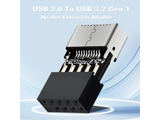 Alt view image 2 of 7 - USB 2.0 to USB 3.2 Gen 1 Header Extension Adapter for Mainboard with Type E Key-A Female Front Panel Socket to 9 Pin Header Internal Conversion Adapter