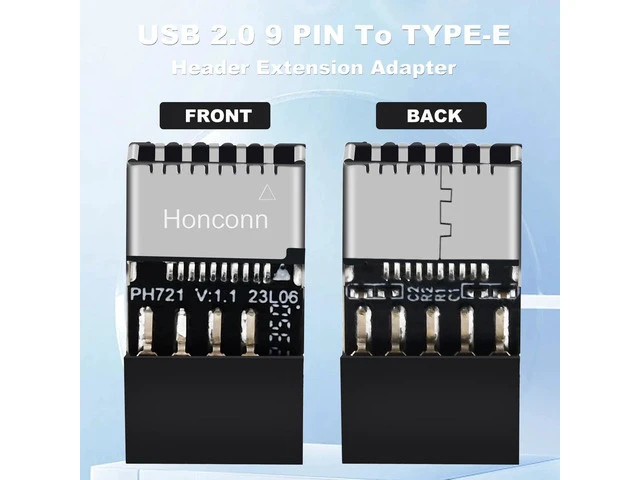 Alt view image 3 of 7 - USB 2.0 to USB 3.2 Gen 1 Header Extension Adapter for Mainboard with Type E Key-A Female Front Panel Socket to 9 Pin Header Internal Conversion Adapter