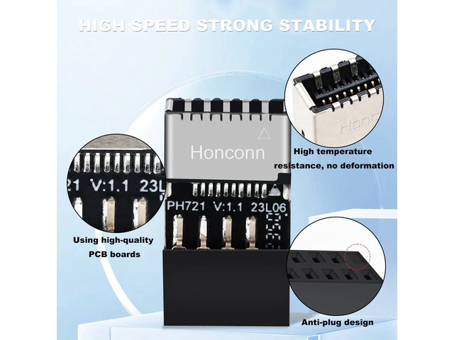 Alt view image 4 of 7 - USB 2.0 to USB 3.2 Gen 1 Header Extension Adapter for Mainboard with Type E Key-A Female Front Panel Socket to 9 Pin Header Internal Conversion Adapter