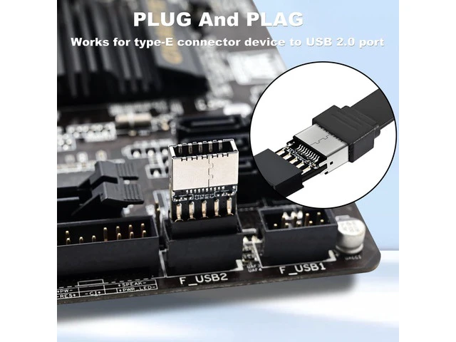 Alt view image 6 of 7 - USB 2.0 to USB 3.2 Gen 1 Header Extension Adapter for Mainboard with Type E Key-A Female Front Panel Socket to 9 Pin Header Internal Conversion Adapter