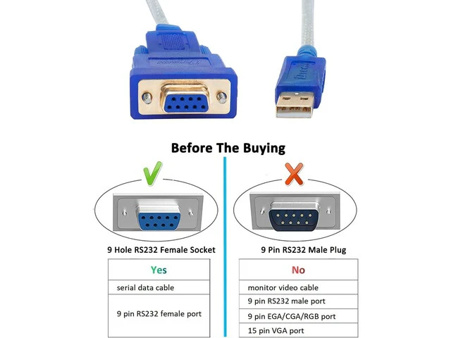Alt view image 5 of 6 - 3 Feet USB to Serial Female Adapter Cable DB9 RS232 to USB 2.0 Cord with Prolific PL2303 Chip Windows 11 10 8 7 Mac Linux
