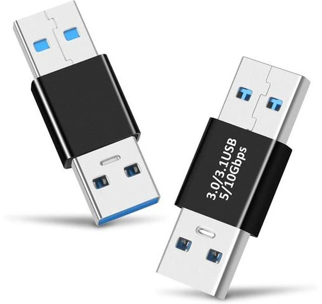 Main image of USB 3.0/3.1 Male to USB 3.0/3.1 Male Adapter (2 Pack) OTG 3.0/3.1 USB A to 3.0/3.1 USB A Adapter USB Connector Connection or Data Cable Extension USB3.0 Expansion Adapter