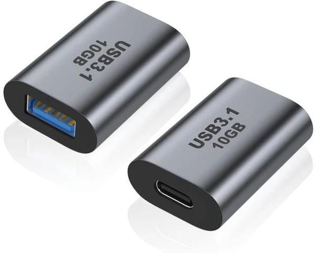 Main image of USB Female to USB C Female Adapter (2 Pack) 10Gbps USB 3.1 to Type-C Extension Coupler Converter Extender Connector Support Fast Charging for PC Laptop Charger Power Bank