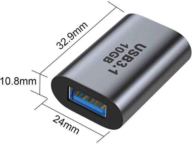 Alt view image 3 of 6 - USB Female to USB C Female Adapter (2 Pack) 10Gbps USB 3.1 to Type-C Extension Coupler Converter Extender Connector Support Fast Charging for PC Laptop Charger Power Bank