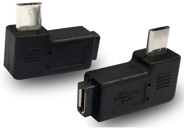 Main image of 1 Pair Right Left 90 Degree Angle Micro USB Male to Micro USB Female Adapter