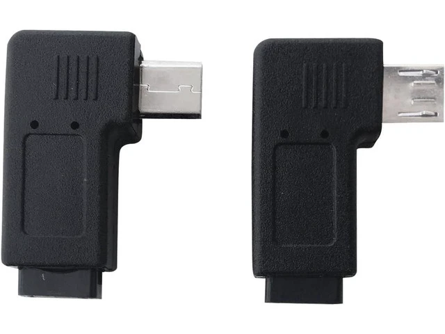 Alt view image 3 of 6 - 1 Pair Right Left 90 Degree Angle Micro USB Male to Micro USB Female Adapter