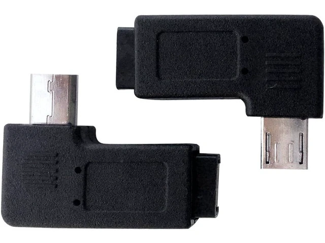 Alt view image 2 of 6 - 1 Pair Right Left 90 Degree Angle Micro USB Male to Micro USB Female Adapter