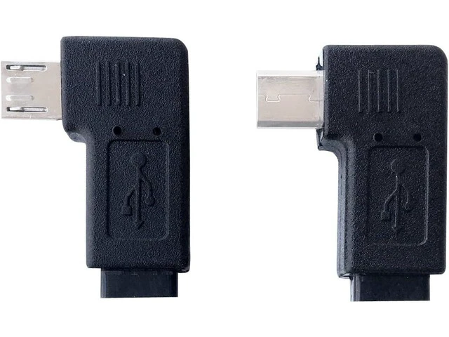 Alt view image 4 of 6 - 1 Pair Right Left 90 Degree Angle Micro USB Male to Micro USB Female Adapter