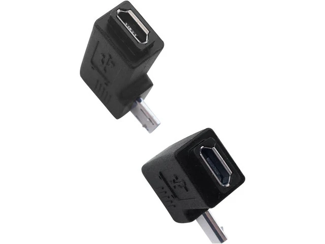 Alt view image 6 of 6 - 1 Pair Right Left 90 Degree Angle Micro USB Male to Micro USB Female Adapter