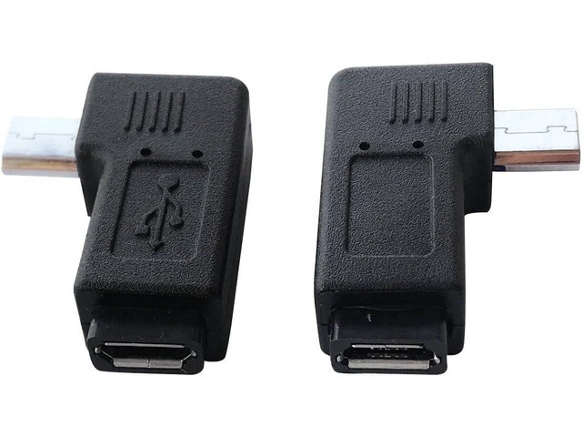 Alt view image 5 of 6 - 1 Pair Right Left 90 Degree Angle Micro USB Male to Micro USB Female Adapter