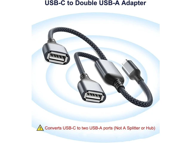 Alt view image 2 of 7 - USB C Male to Dual USB Female Cable Adapter 1FT Thunderbolt 3 to Double Type A 2.0 OTG Splitter Cord Converter Multiple Hub for iPhone 16 15 MacBook Pro iPad Air 5 Mini 6 Surface GO Tab S10