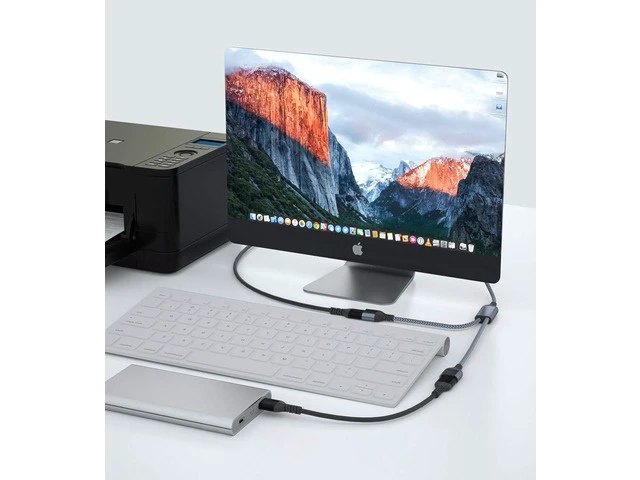 Alt view image 6 of 7 - USB C Male to Dual USB Female Cable Adapter 1FT Thunderbolt 3 to Double Type A 2.0 OTG Splitter Cord Converter Multiple Hub for iPhone 16 15 MacBook Pro iPad Air 5 Mini 6 Surface GO Tab S10
