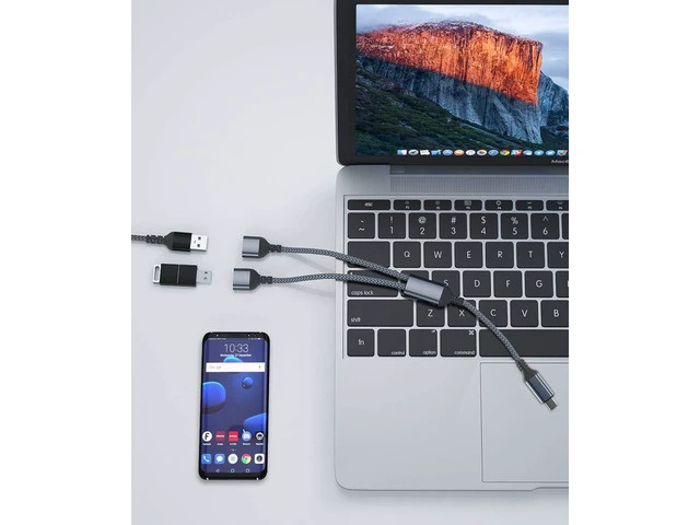 Alt view image 7 of 7 - USB C Male to Dual USB Female Cable Adapter 1FT Thunderbolt 3 to Double Type A 2.0 OTG Splitter Cord Converter Multiple Hub for iPhone 16 15 MacBook Pro iPad Air 5 Mini 6 Surface GO Tab S10