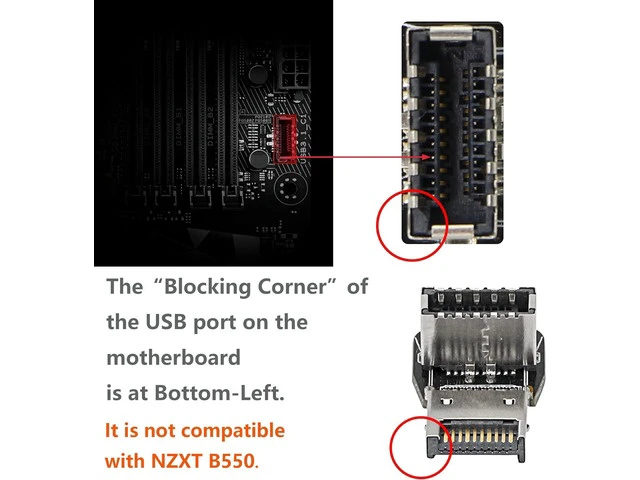 Alt view image 2 of 7 - 90 Degree USB Type E Adapter Up Angle USB 3.2 Type E Male to Female Front Panel Internal Connector Adapter High Speed 10Gbps for USB C Header Motherboard(Up/A)