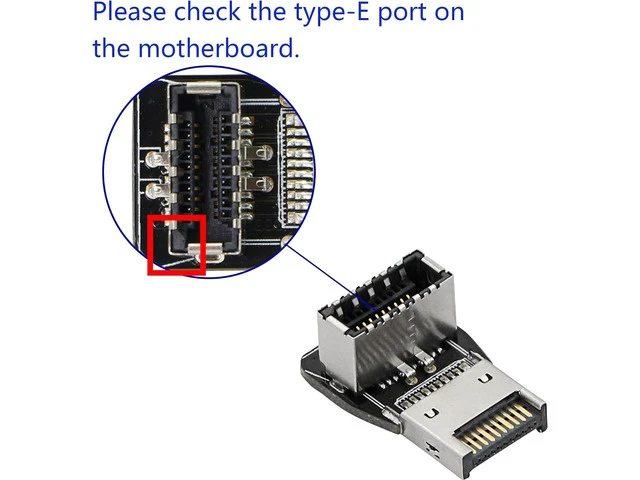 Alt view image 3 of 7 - 90 Degree USB Type E Adapter Up Angle USB 3.2 Type E Male to Female Front Panel Internal Connector Adapter High Speed 10Gbps for USB C Header Motherboard(Up/A)