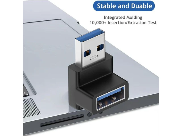 Alt view image 6 of 7 - 90 Degree USB 3.0 Male to Female Adapter (4 Pack) Up and Down & Left and Right Angle USB A Extender Connector for PC Laptop Hard Drive Keyboard USB A Charger Power Bank