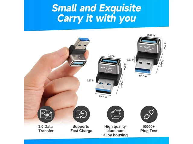 Alt view image 5 of 7 - 90 Degree USB 3.0 Adapter 2 Pack Up and Down Right Angle USB A Male to Female Connector Converter USB L Shape Extender Support Charge & Data Sync for PC Laptop Mouse Keyboard USB A Charger