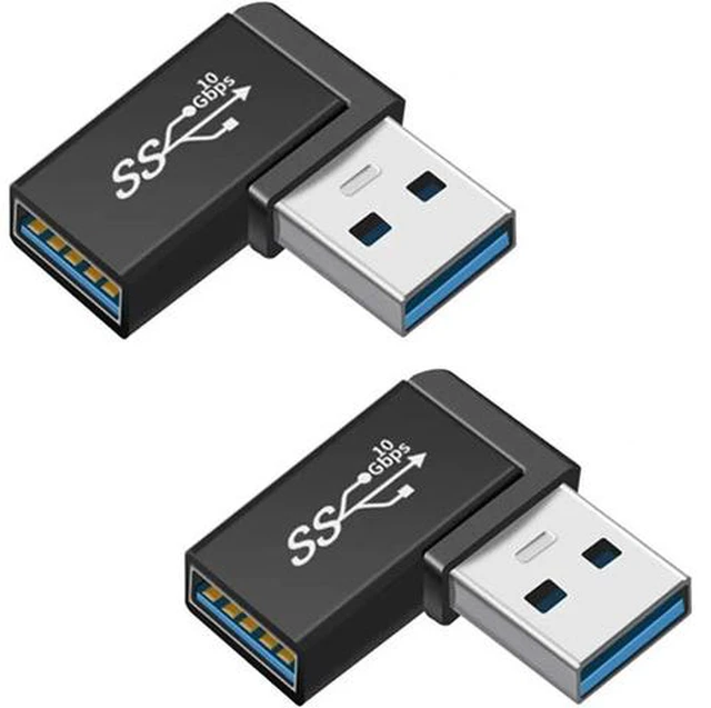 Main image of 90 Degree Right Angle USB 3.0 Male to Female Expansion Adapter for Connecting Mobile Hard Disk U Disk Wireless Network Card Camera Mouse Keyboard etc. - Black 2pack