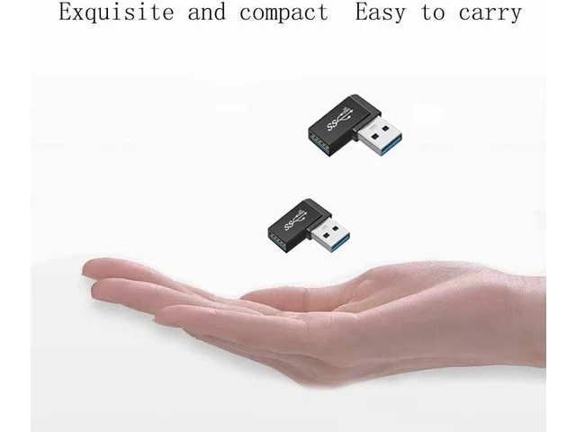 Alt view image 4 of 5 - 90 Degree Right Angle USB 3.0 Male to Female Expansion Adapter for Connecting Mobile Hard Disk U Disk Wireless Network Card Camera Mouse Keyboard etc. - Black 2pack