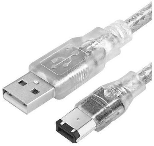 Main image of Vszerda Firewire to USB Adapter Cable 6-Pin IEEE 1394 Male to USB 2.0 Male Converter Firewire 400 1394-a to USB A Connector Cord for Digital Video Camera Printer Hard Disk (Clear Cable) 1.8m/6ft