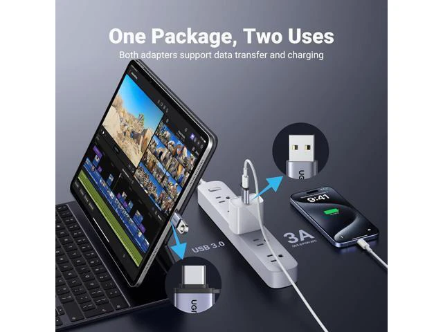Alt view image 2 of 7 - USB to USB C Adapter 2 Pack 10Gbps USB C Female to USB Male Adapter Thunderbolt Compatible with iPhone 16 15 MacBook iPad Galaxy MagSafe Watch 9/8
