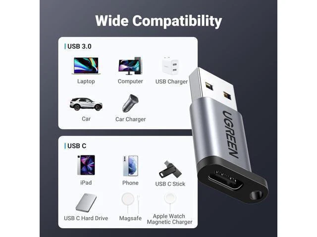 Alt view image 5 of 7 - USB to USB C Adapter 2 Pack 10Gbps USB C Female to USB Male Adapter Thunderbolt Compatible with iPhone 16 15 MacBook iPad Galaxy MagSafe Watch 9/8