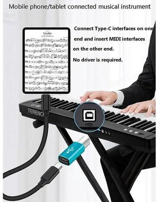 Alt view image 3 of 7 - USB B to USB C Adapter (2 Pack) USB-C Female to Printer Male Converter USB Type C to Midi USB B Connector Support Data Sync Compatible with Printer Scanner Fax Machine Electronic Piano