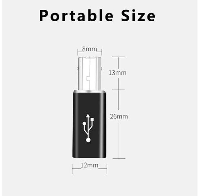 Alt view image 7 of 7 - USB B to USB C Adapter (2 Pack) USB-C Female to Printer Male Converter USB Type C to Midi USB B Connector Support Data Sync Compatible with Printer Scanner Fax Machine Electronic Piano