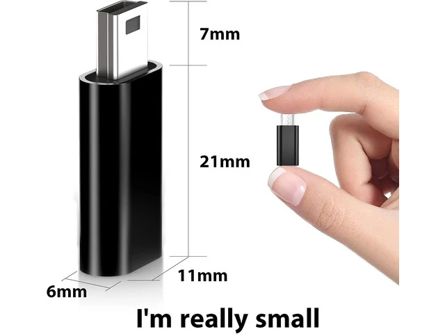 Alt view image 3 of 5 - USB C to Mini USB Adapter Type C Female to Mini USB 2.0 Male Convert Connector Support Charge & Data Sync Compatible GoPro Hero 3+ MP3 Players Dash Cam Digital Camera Receiver etc(2-Pack) Black