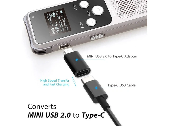 Alt view image 5 of 5 - USB C to Mini USB Adapter Type C Female to Mini USB 2.0 Male Convert Connector Support Charge & Data Sync Compatible GoPro Hero 3+ MP3 Players Dash Cam Digital Camera Receiver etc(2-Pack) Black