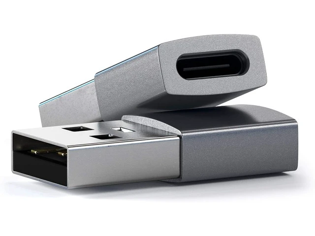 Alt view image 3 of 5 - Type-A to Type-C Adapter Converter - USB-A Male to USB-C Female - Compatible with iMac MacBook Pro/MacBook Laptops PC Computers and More (Space Gray)