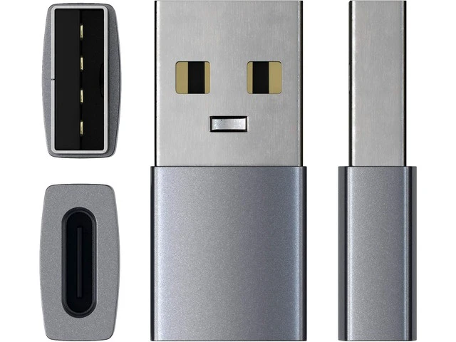 Alt view image 4 of 5 - Type-A to Type-C Adapter Converter - USB-A Male to USB-C Female - Compatible with iMac MacBook Pro/MacBook Laptops PC Computers and More (Space Gray)