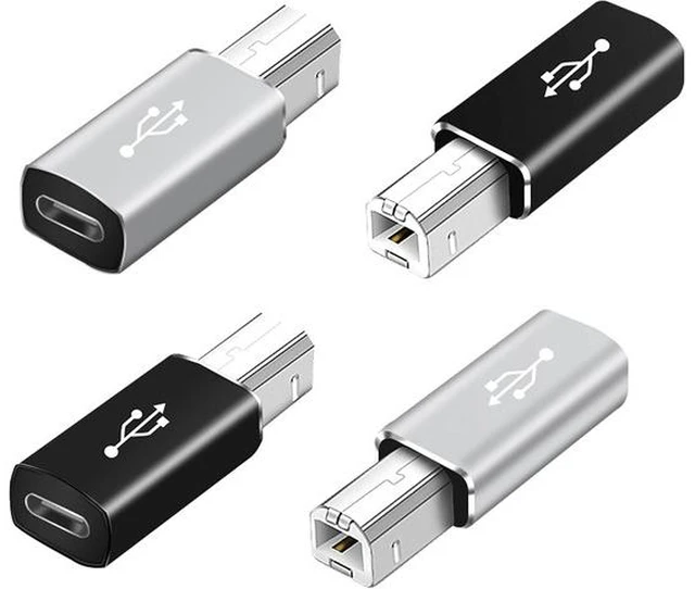 Main image of USB C to USB B Adapter 4-Pack USB C Female to Printer Male Converter Adapter Compatible with MIDIPrintersElectric Piano and Synthesizers Devices