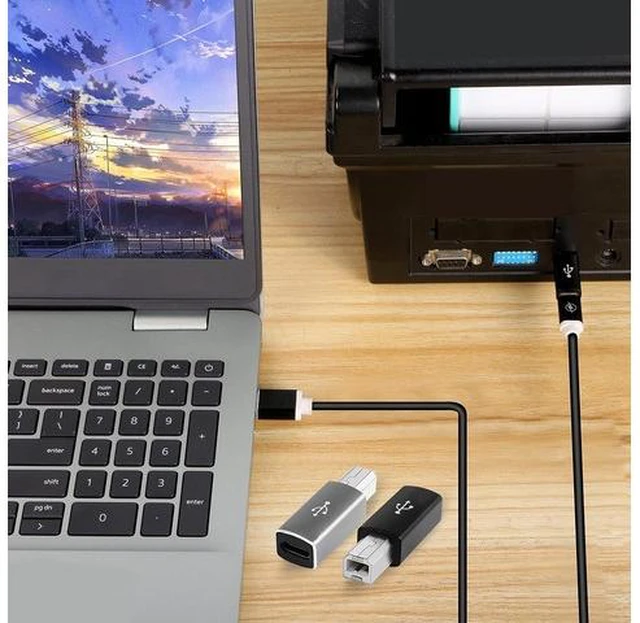 Alt view image 7 of 7 - USB C to USB B Adapter 4-Pack USB C Female to Printer Male Converter Adapter Compatible with MIDIPrintersElectric Piano and Synthesizers Devices