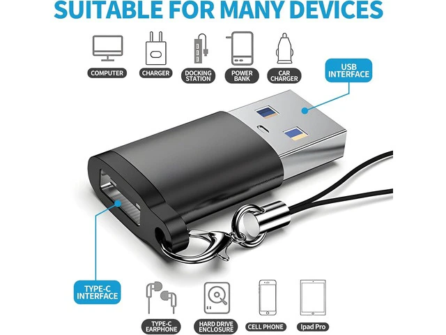 Alt view image 2 of 7 - USB to USB C 3.0 Adapter 4 Pack Type C to USB A Converter USB-C Female to USB Male Compatible for Apple MacBook Pro Mac Book iPad iPhone 16 15 14 13 12 Pro Max Galaxy S20-S23 More Black