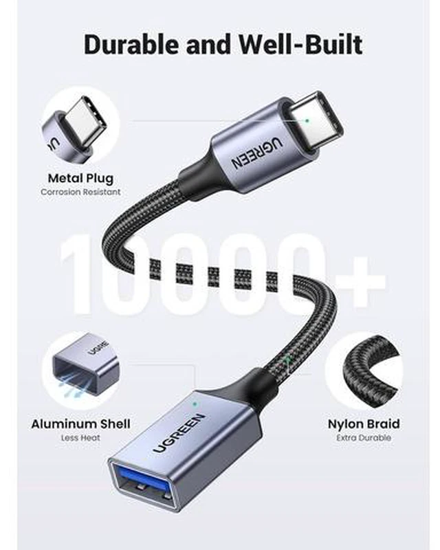 Alt view image 7 of 7 - USB C to USB A 3.2 Adapter USB C Male to USB Female Adapter Nylon Braid Type C OTG Cable Compatible with iPhone 16 15 Pro S23 Ultra MacBook Pro 2022 MacBook Air/Mini iPad
