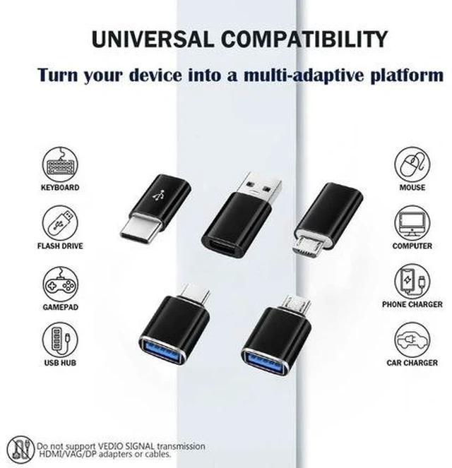 Alt view image 6 of 6 - [5 Pack Adapter Set USB A Female to USB C Male Type-C Female to USB 3.0 Male Micro-USB to Type-C 5Gbps OTG Adapter Converter Support Charging Audio Video Data Transfer