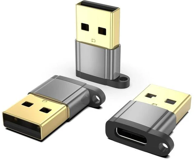Main image of USB-A to USB-C Adapter 3-Pack Gold-Plated USB Type C to USB A Converter Compatible with Apple iPhone 15 Pro/Max iPad CarPlay USB C to A Adaptor for Car