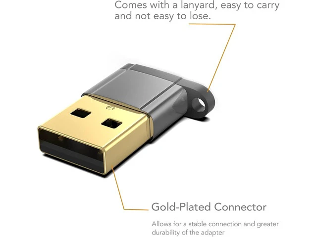 Alt view image 2 of 5 - USB-A to USB-C Adapter 3-Pack Gold-Plated USB Type C to USB A Converter Compatible with Apple iPhone 15 Pro/Max iPad CarPlay USB C to A Adaptor for Car